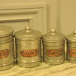 set of six vintage french kitchen storage containers