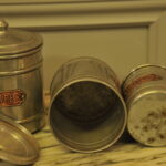set of six vintage french kitchen storage containers