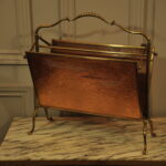 a vintage french folding brass paper rack attributable to maison bagues