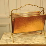 a vintage french folding brass paper rack attributable to maison bagues