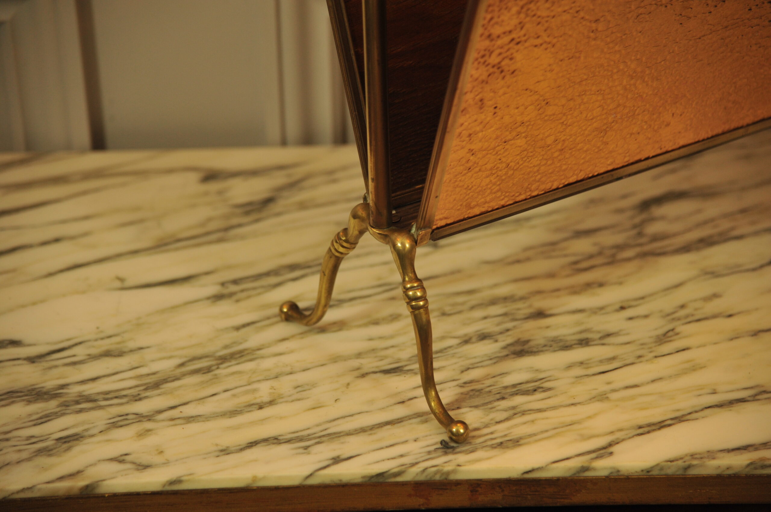 a vintage french folding brass paper rack attributable to maison bagues