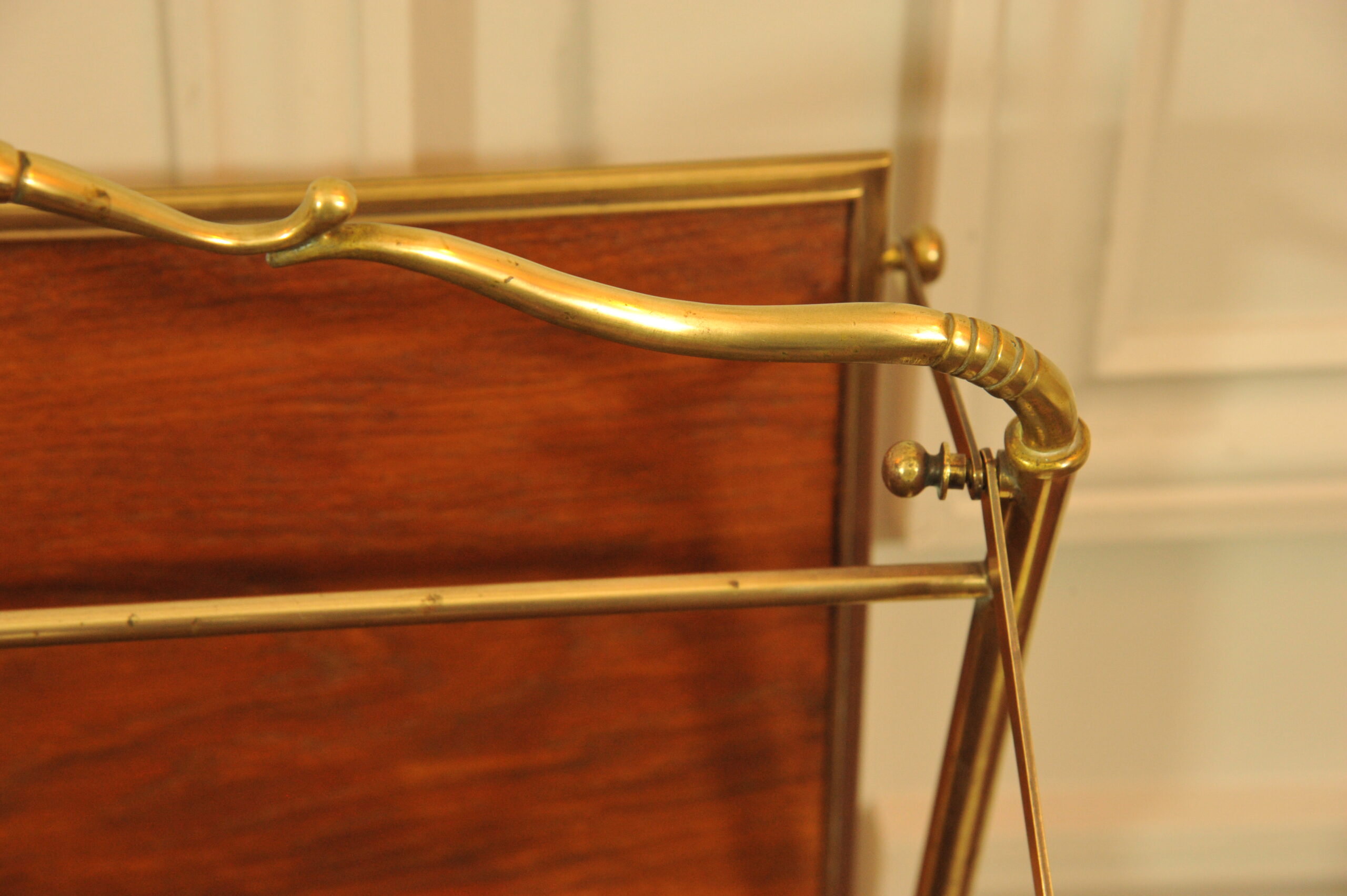 a vintage french folding brass paper rack attributable to maison bagues