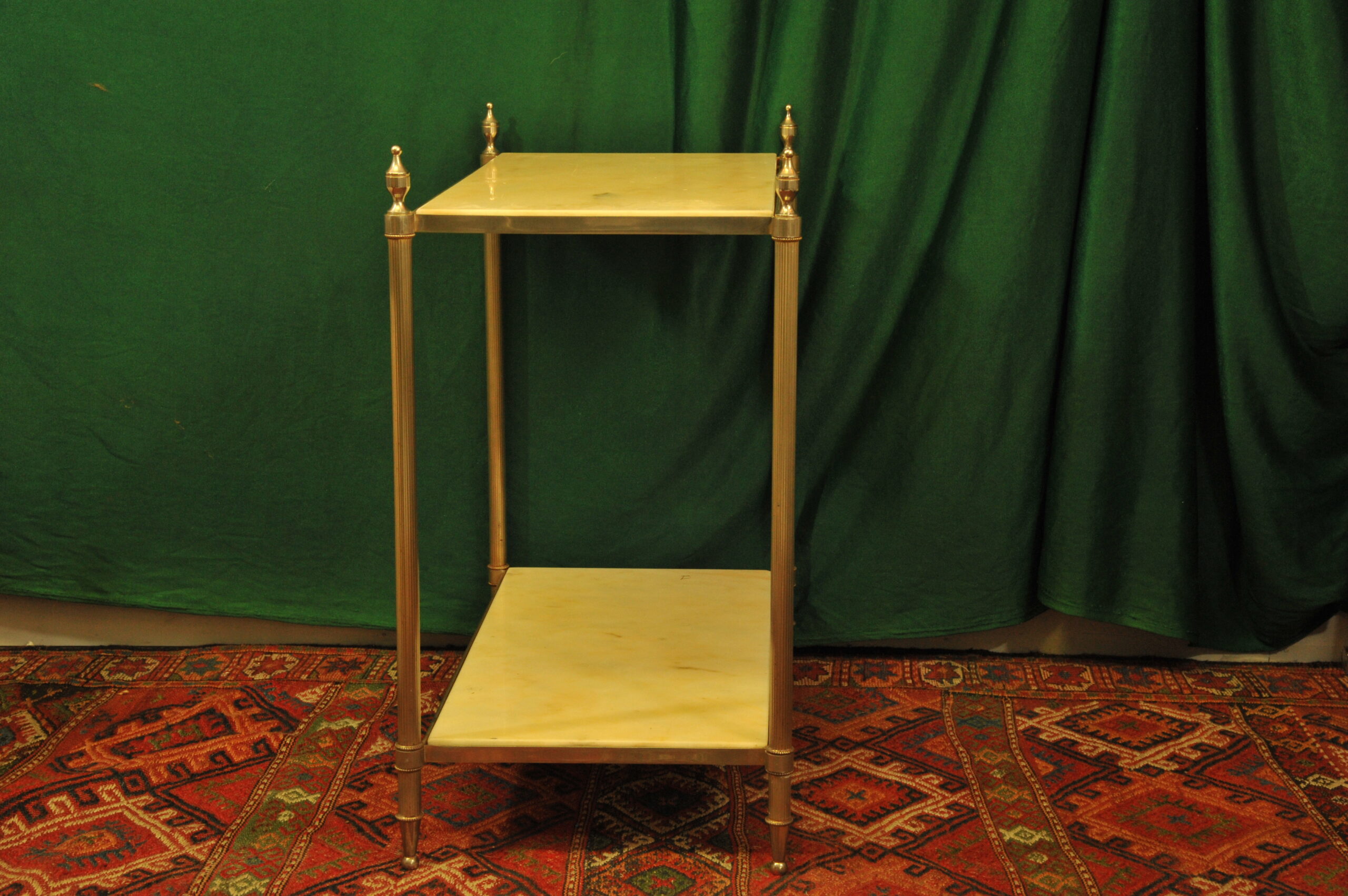a vintage french mid c two tier steel and faux marble table