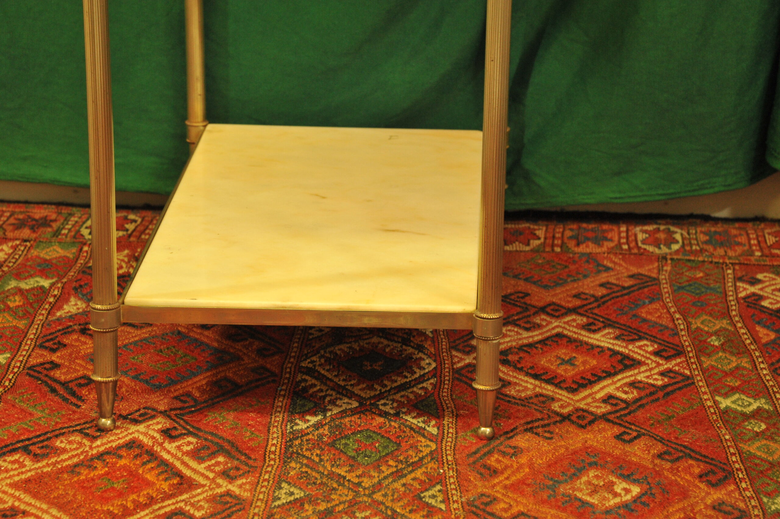 a vintage french mid c two tier steel and faux marble table