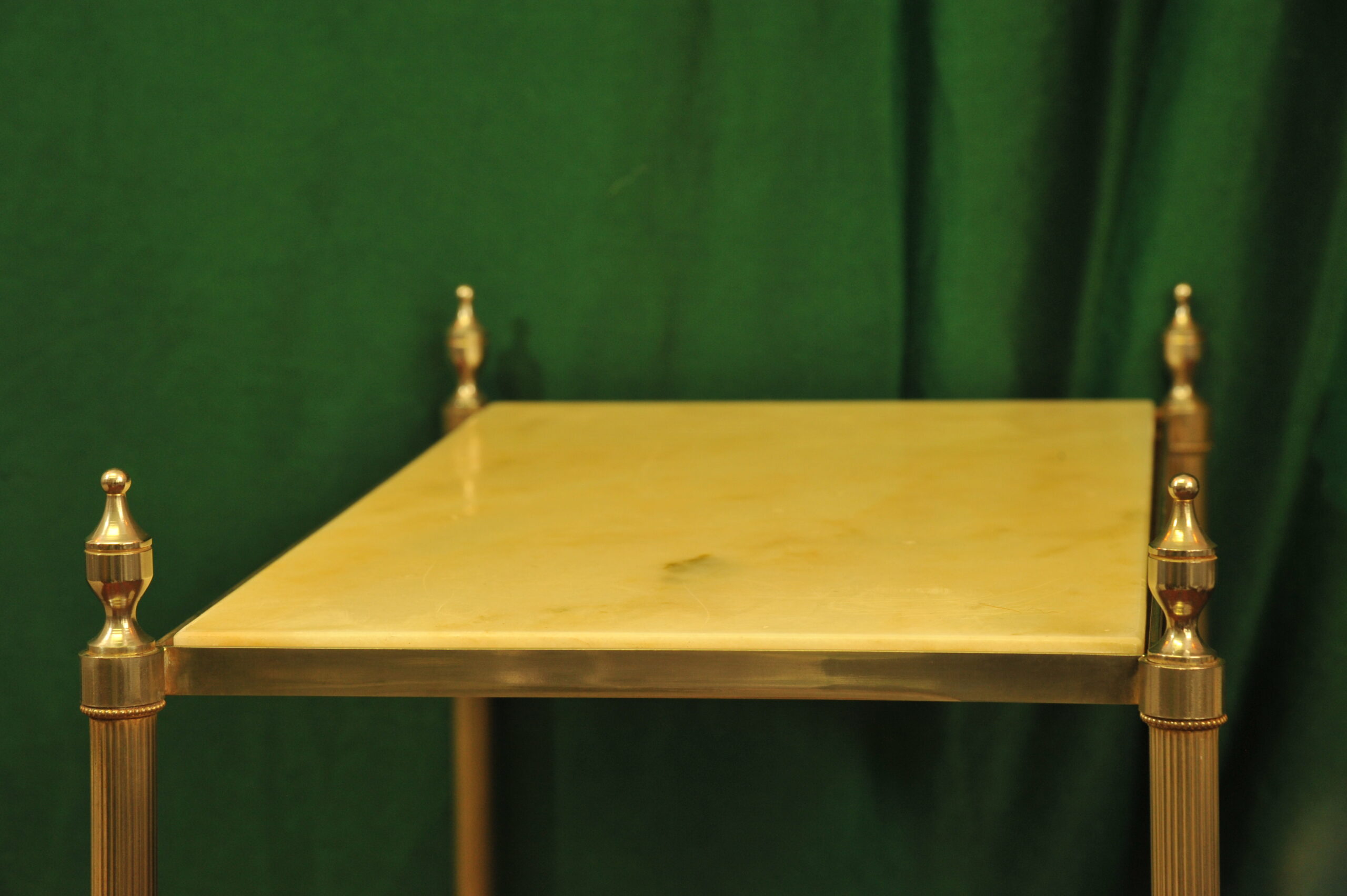 a vintage french mid c two tier steel and faux marble table