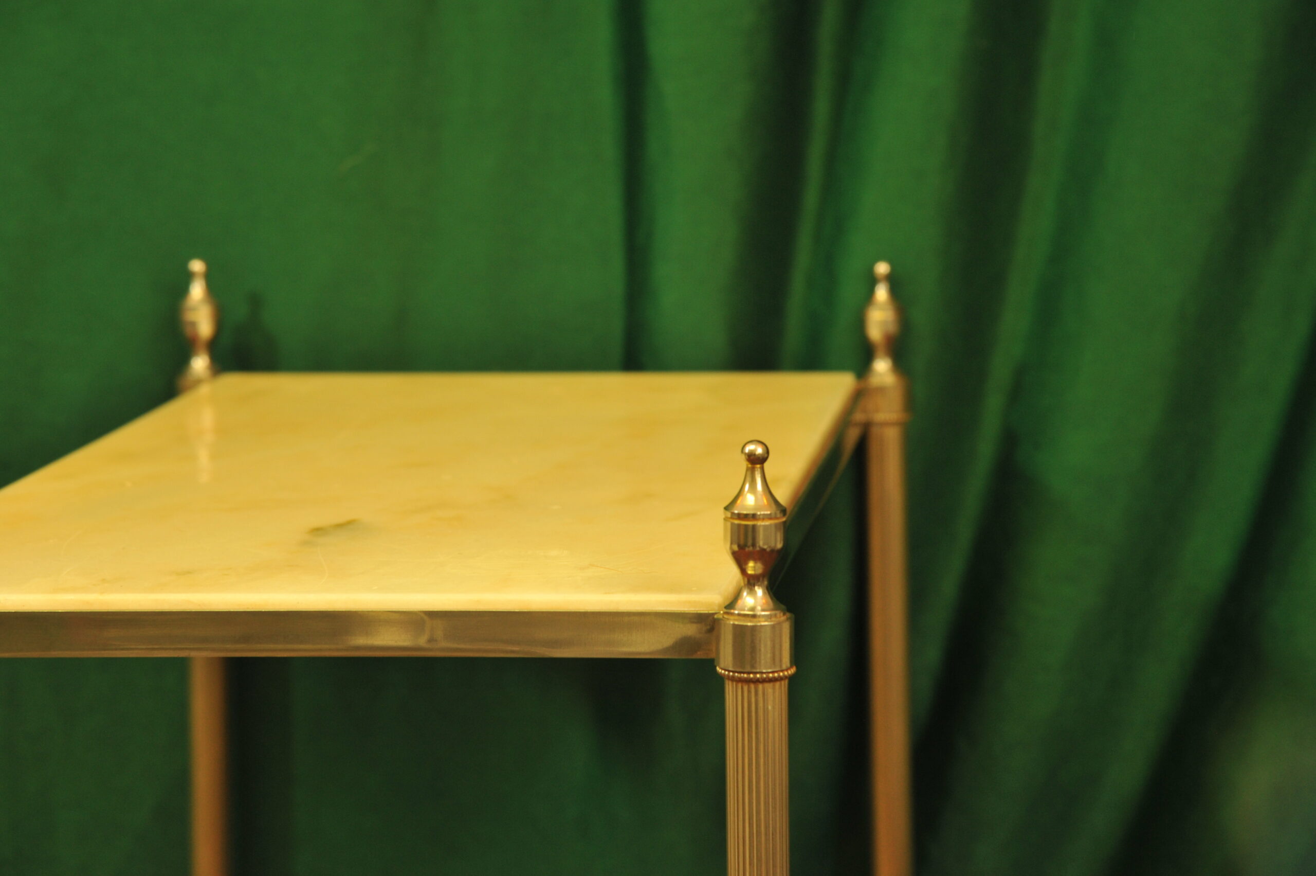 a vintage french mid c two tier steel and faux marble table