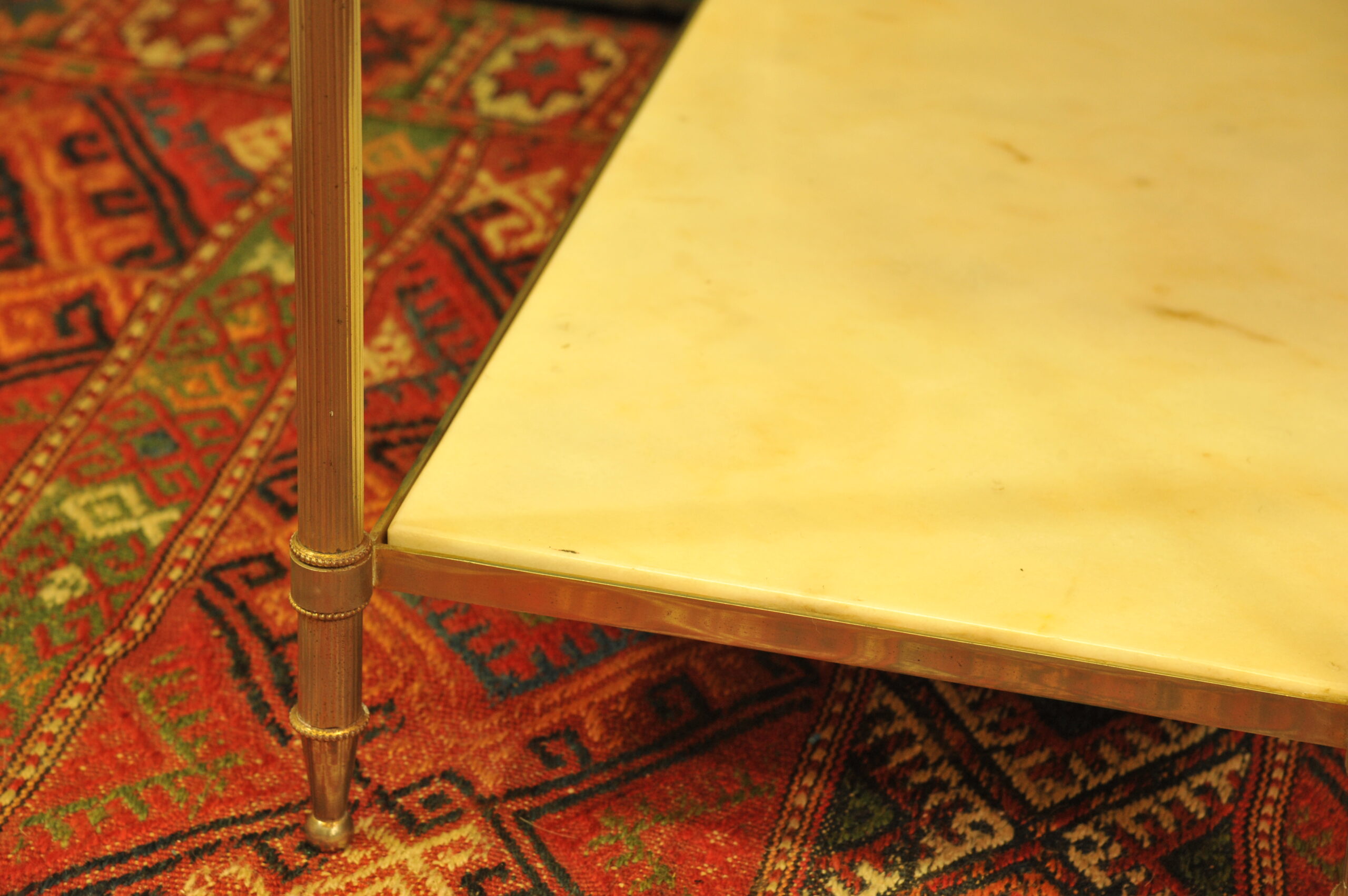 a vintage french mid c two tier steel and faux marble table