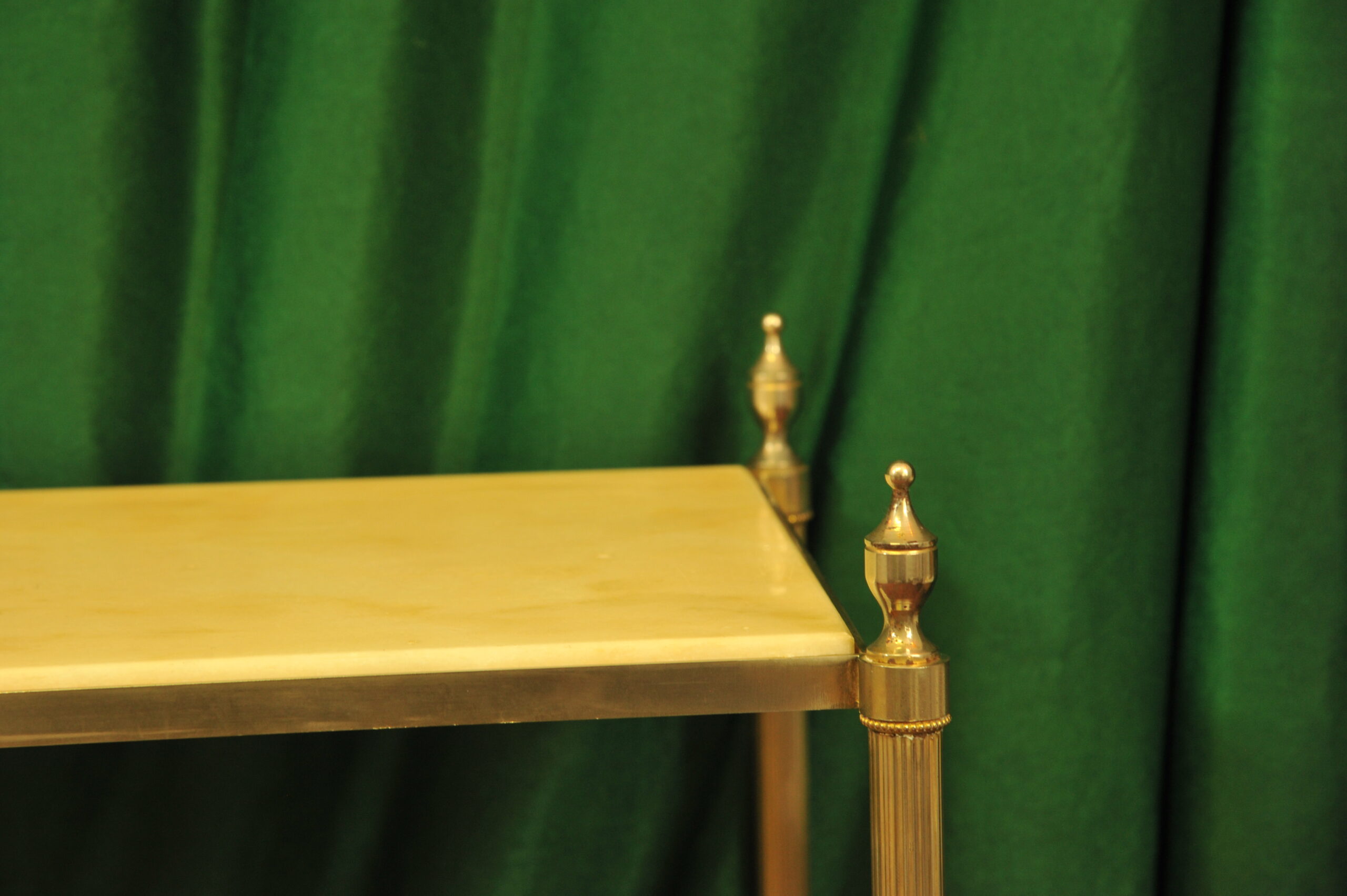 a vintage french mid c two tier steel and faux marble table