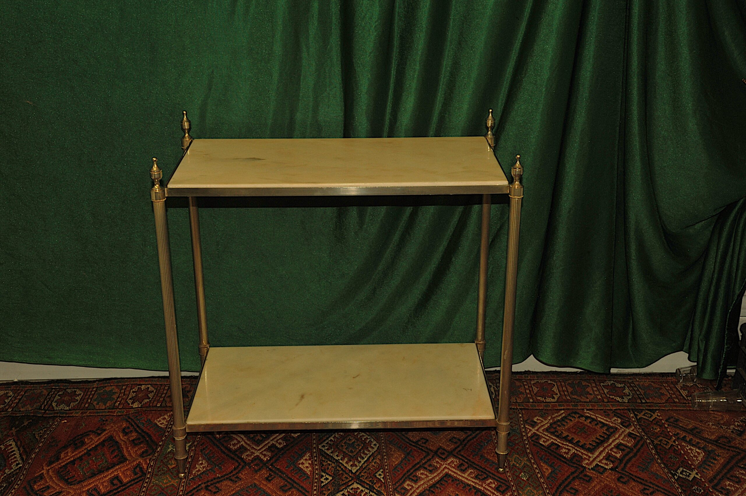 a vintage french mid c two tier steel and faux marble table