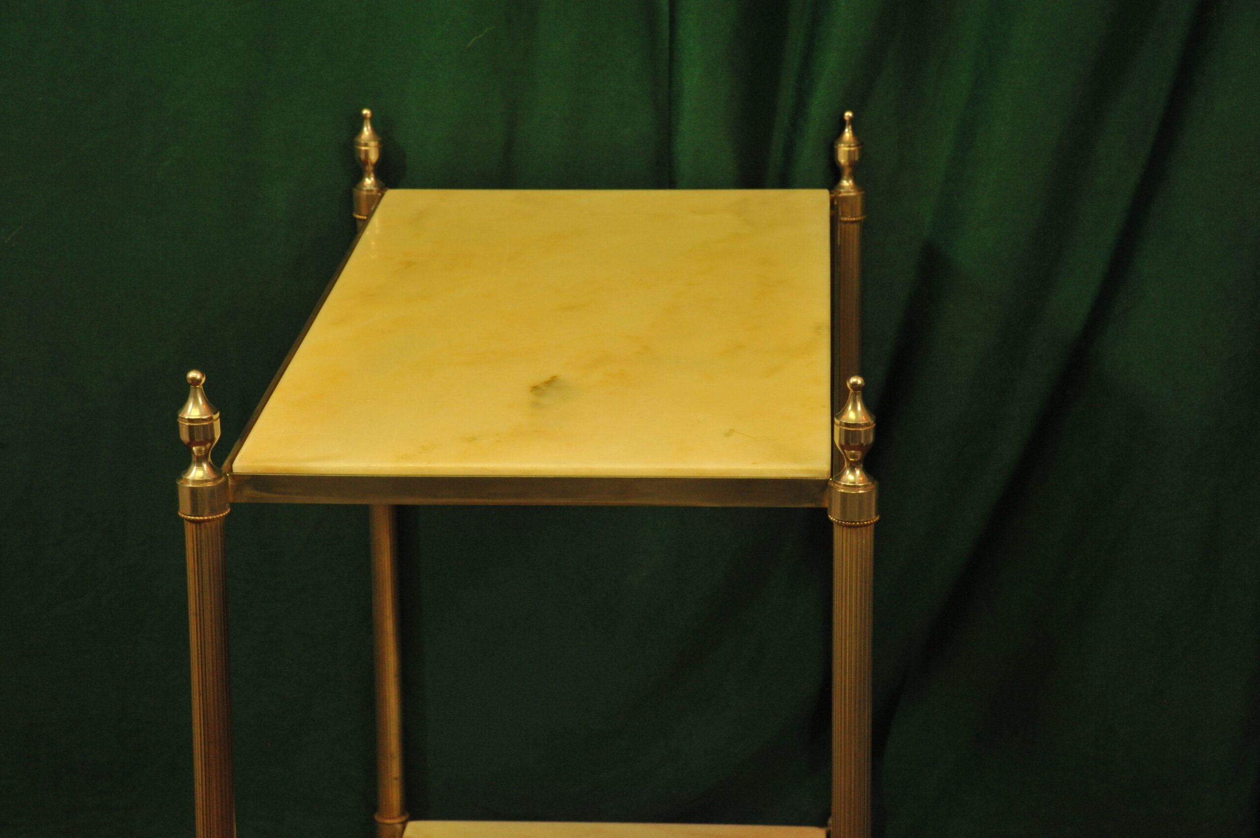 a vintage french mid c two tier steel and faux marble table