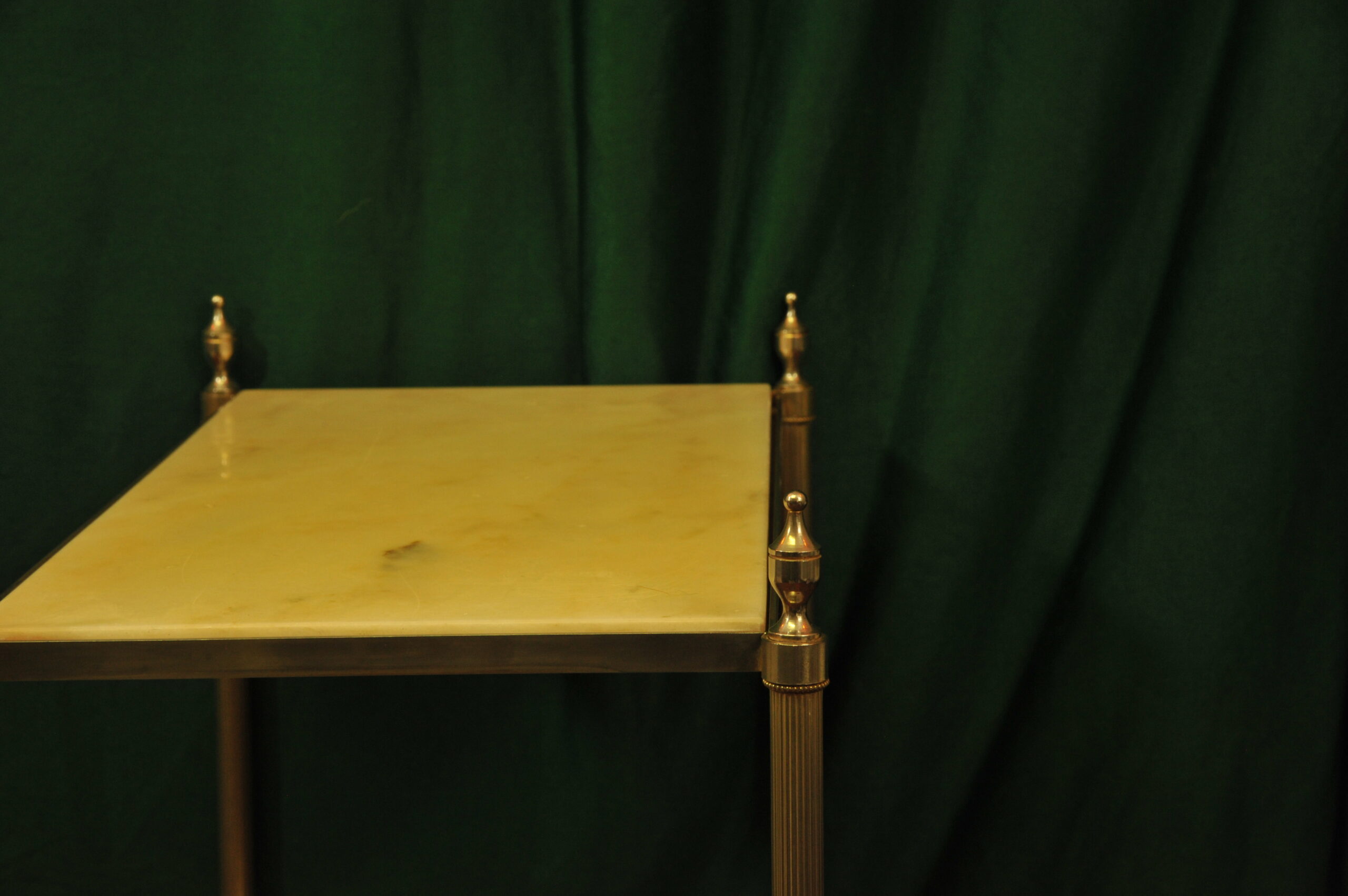 a vintage french mid c two tier steel and faux marble table