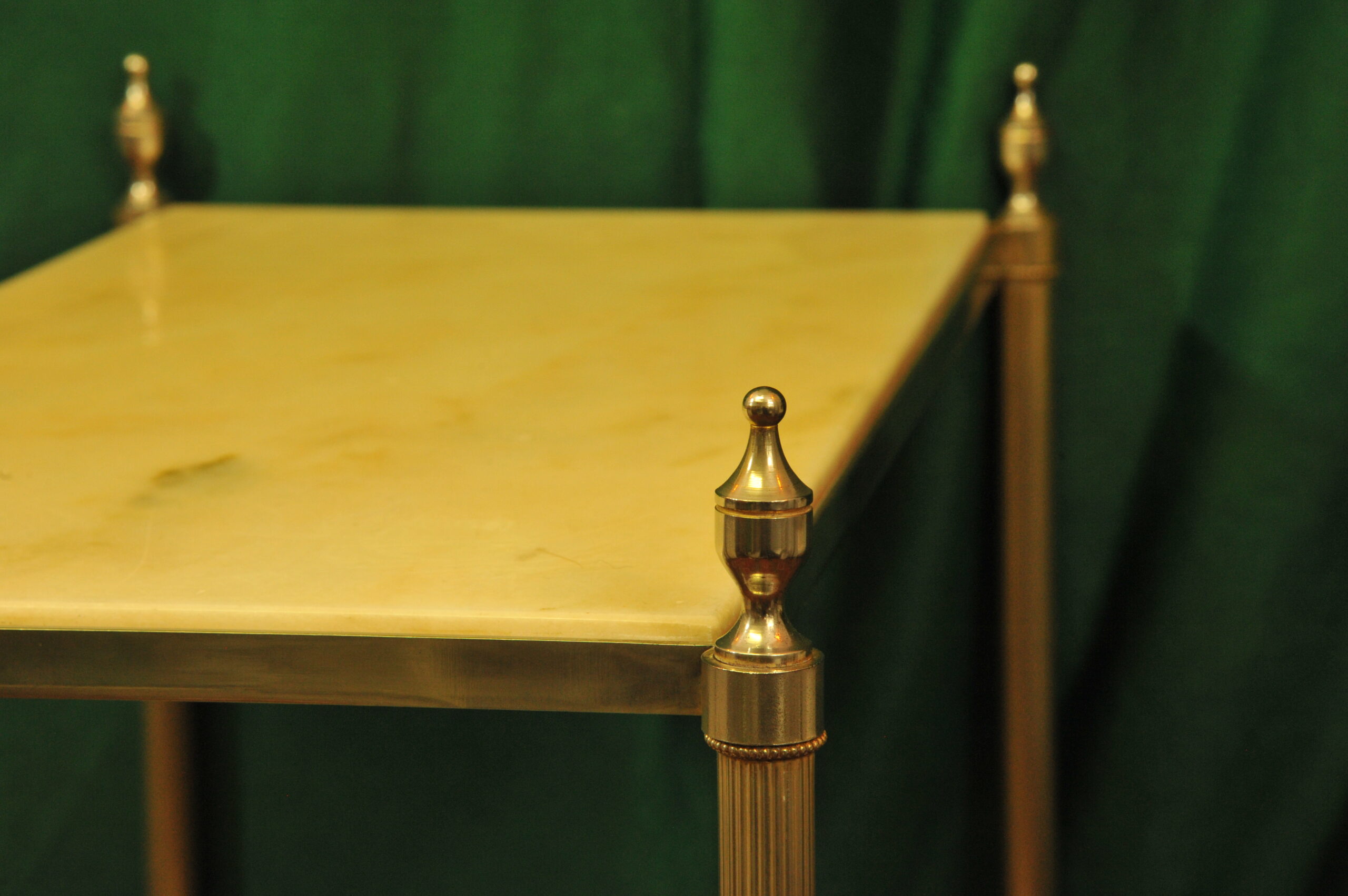 a vintage french mid c two tier steel and faux marble table