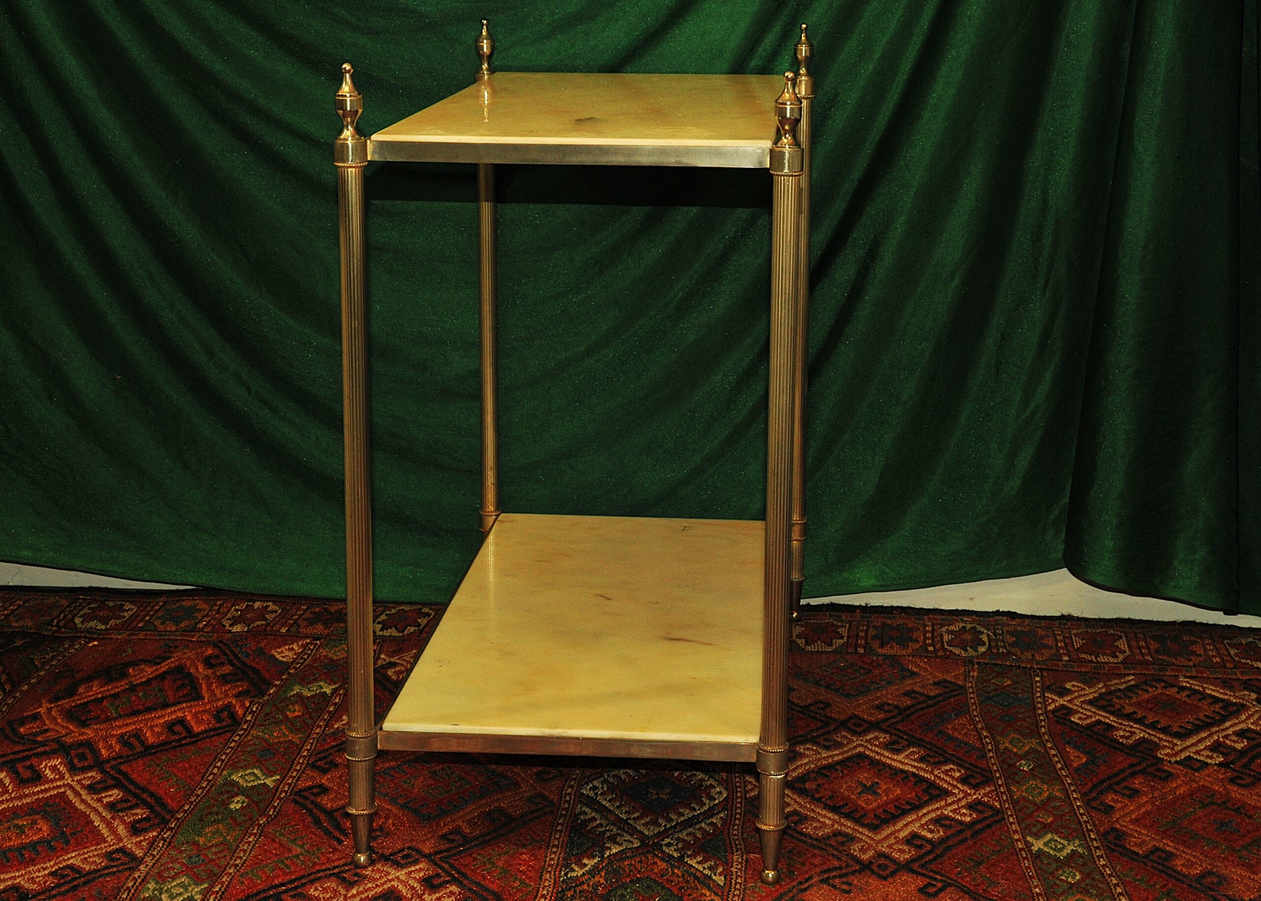 a vintage french mid c two tier steel and faux marble table