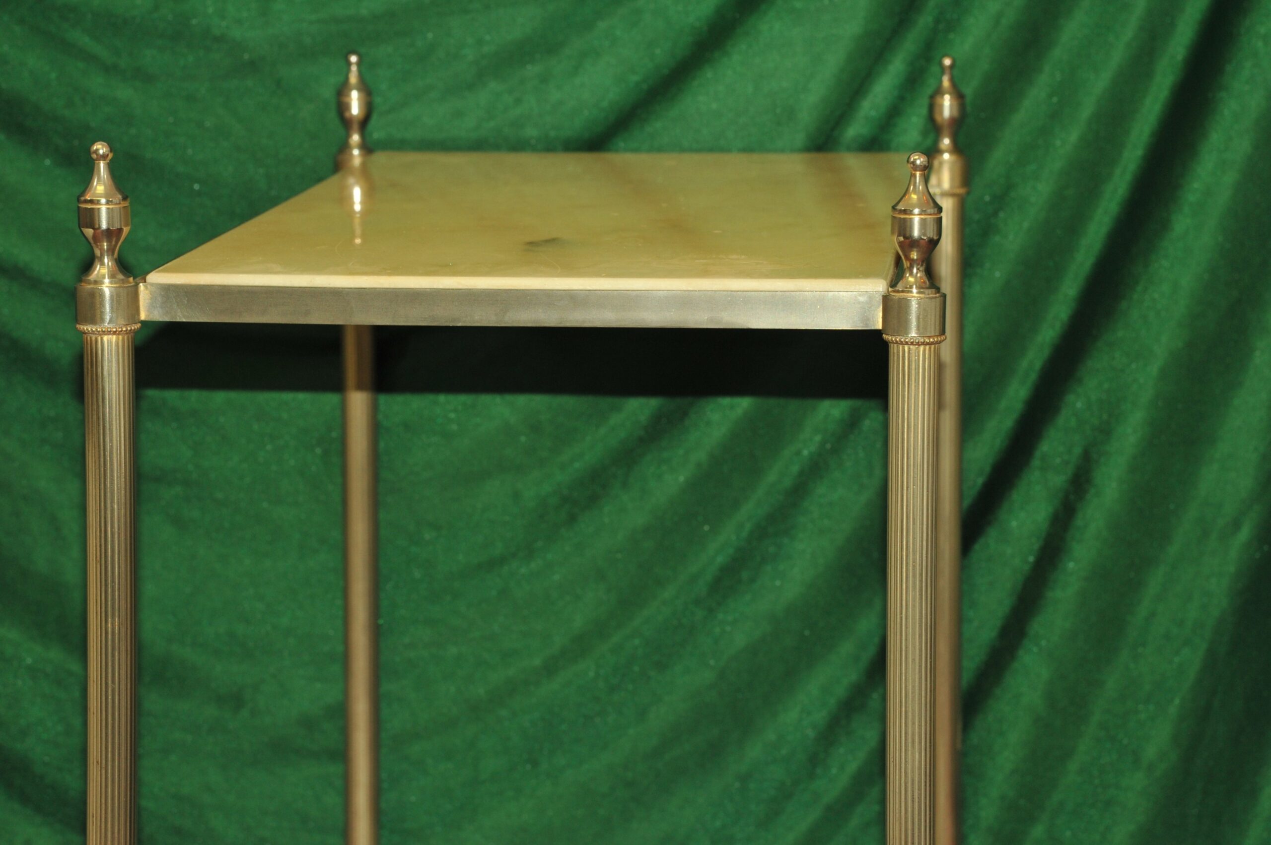 a vintage french mid c two tier steel and faux marble table