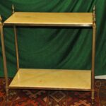 a vintage french mid c two tier steel and faux marble table