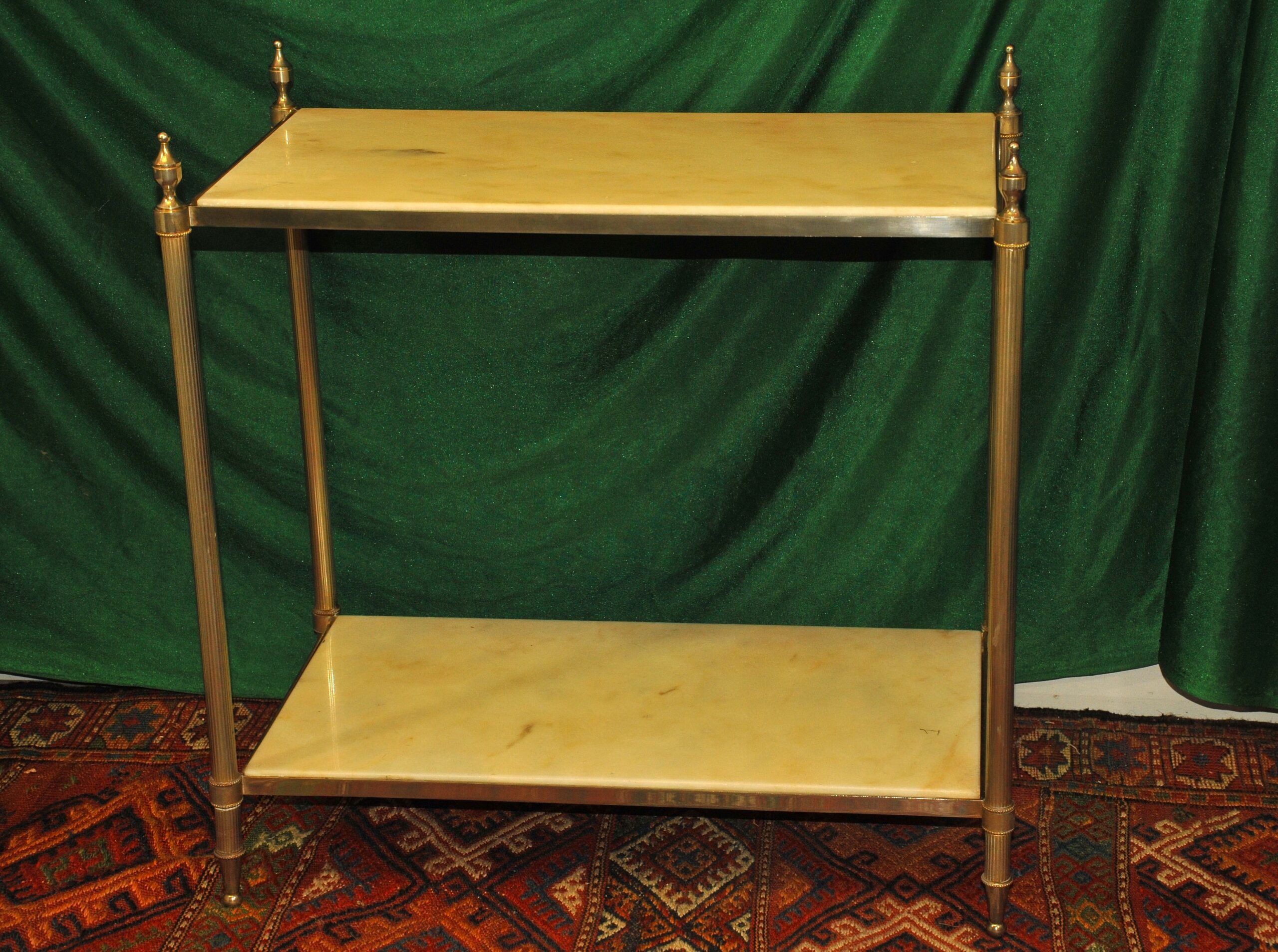 a vintage french mid c two tier steel and faux marble table