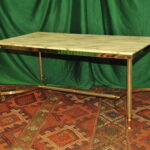 a french vintage mid c brass and marble top table