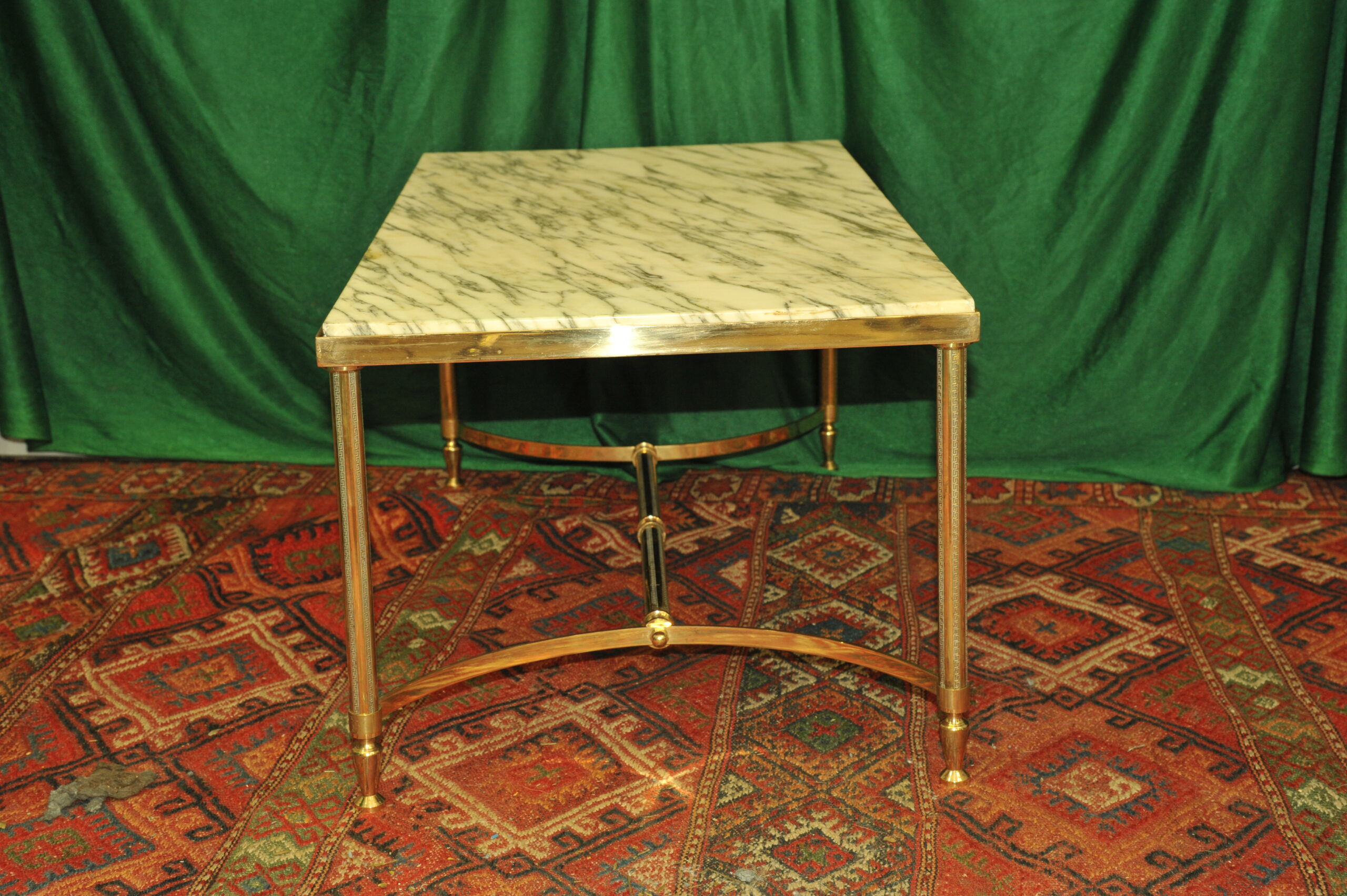 a french vintage mid c brass and marble top table