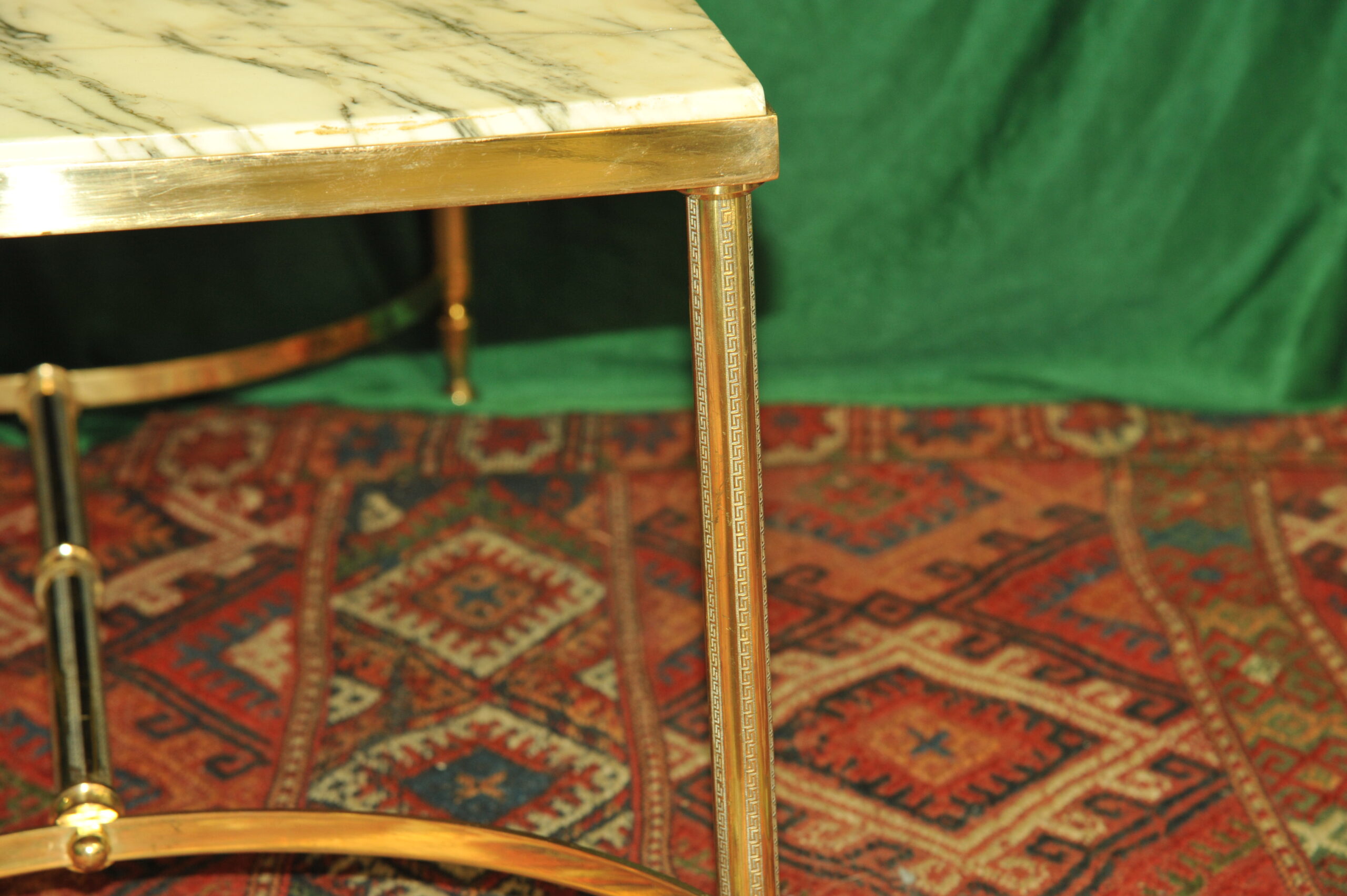 a french vintage mid c brass and marble top table