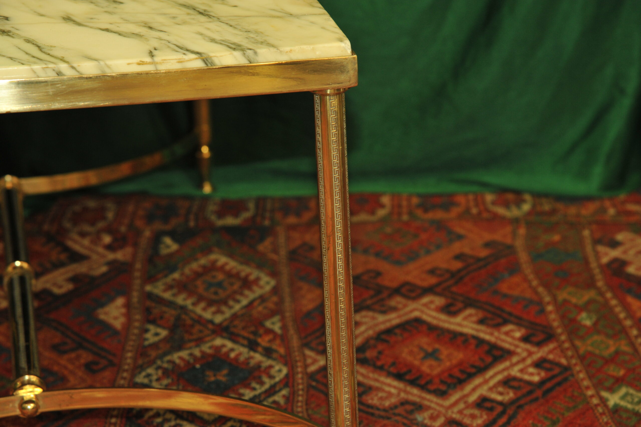 a french vintage mid c brass and marble top table