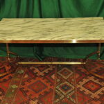 a french vintage mid c brass and marble top table