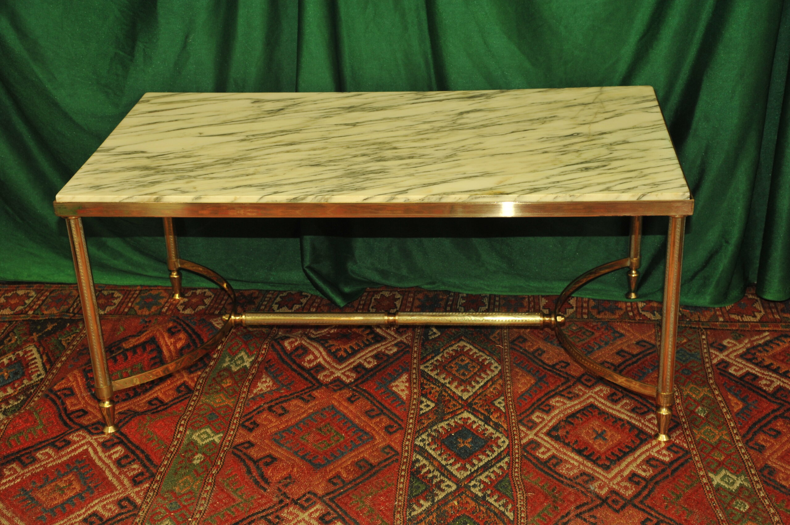 a french vintage mid c brass and marble top table
