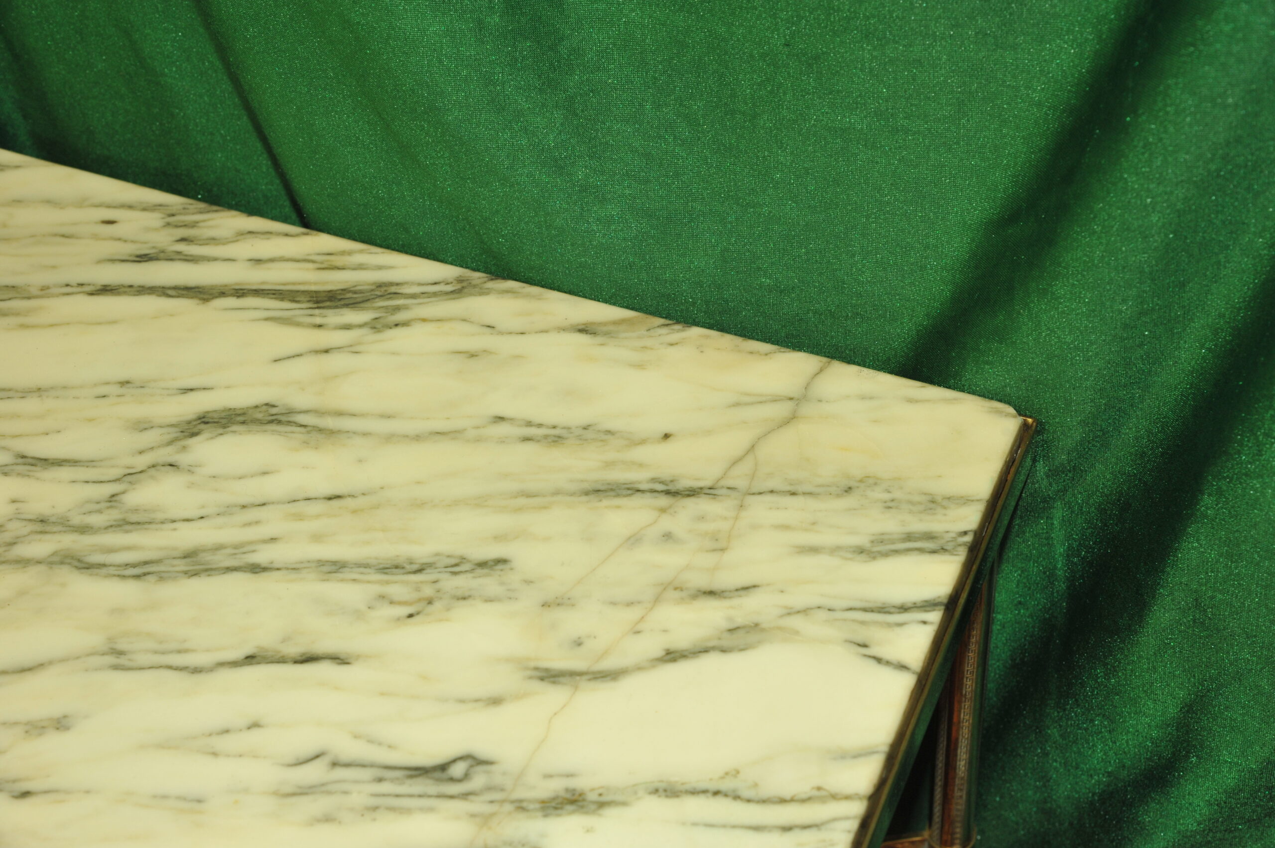 a french vintage mid c brass and marble top table