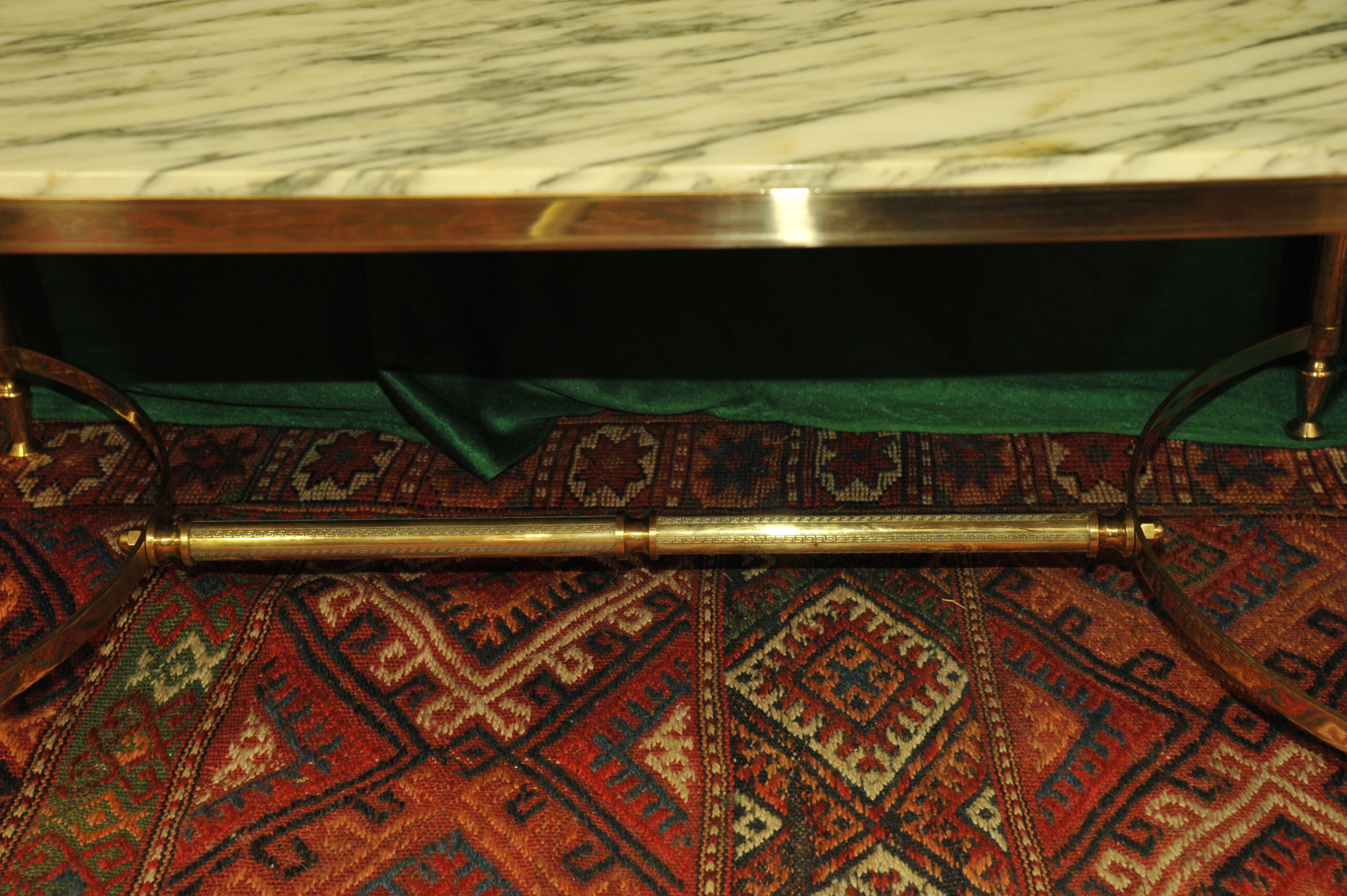 a french vintage mid c brass and marble top table