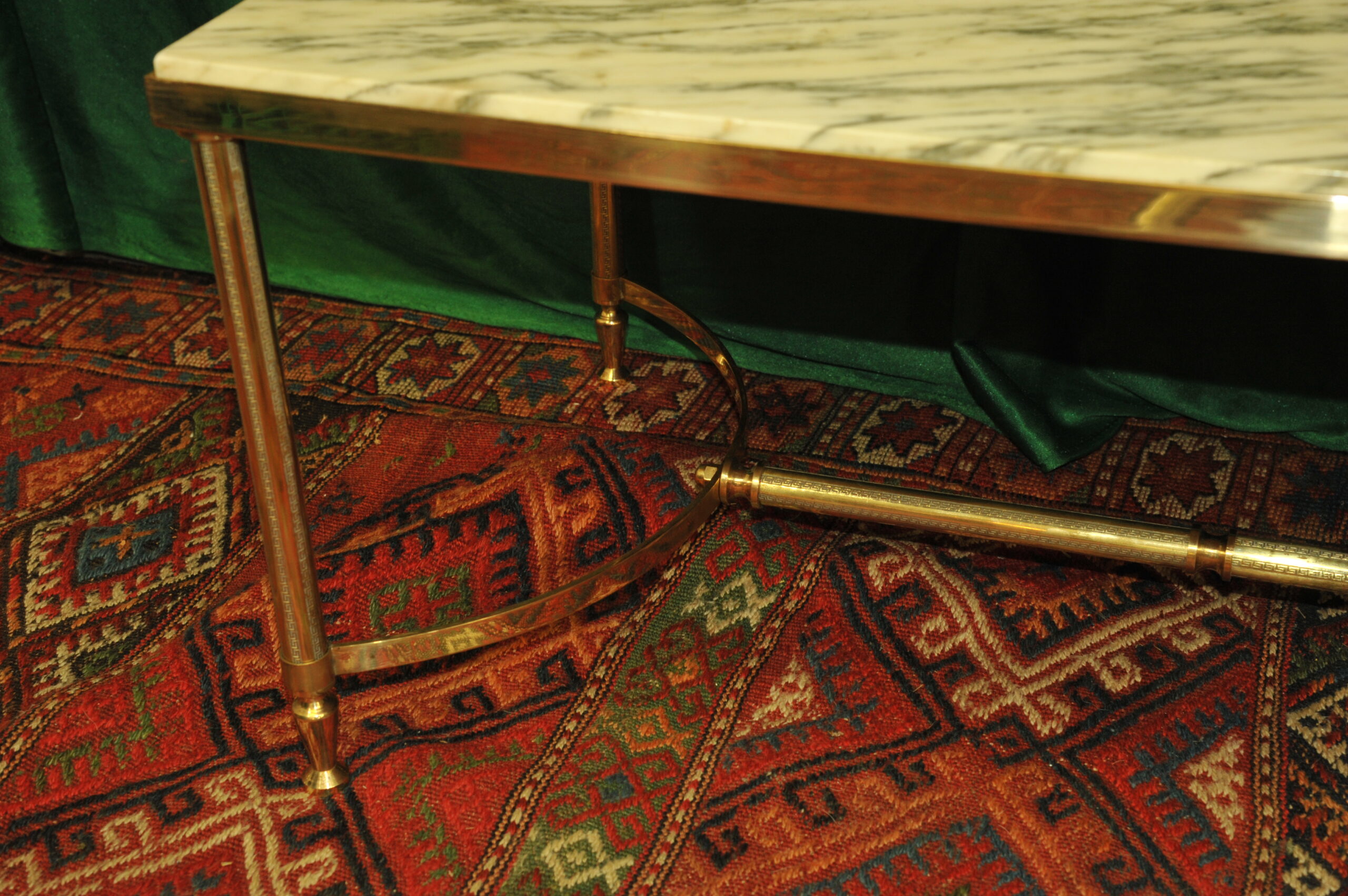 a french vintage mid c brass and marble top table