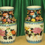a pair of vintage chinese foo dog vases