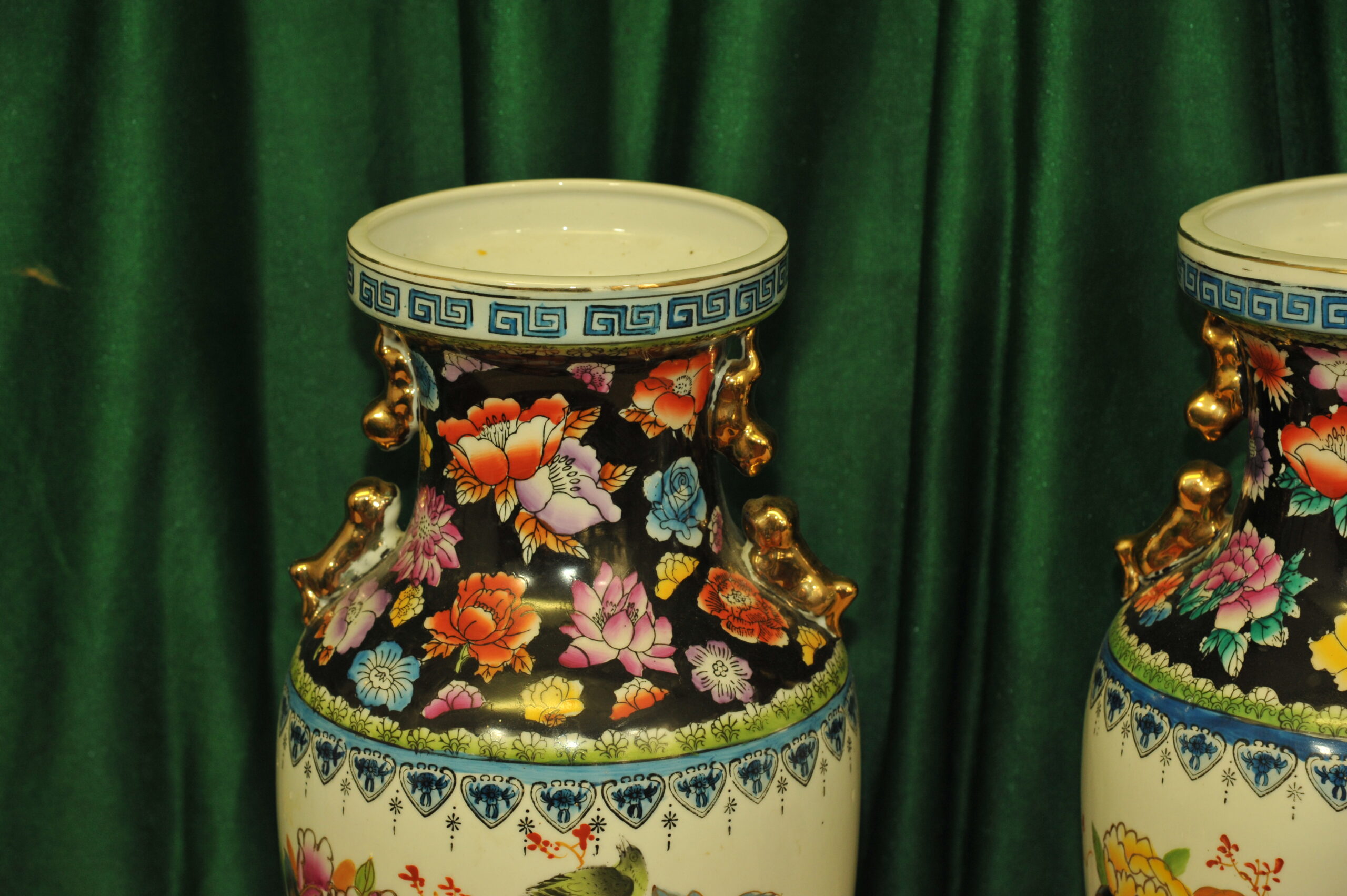 a pair of vintage chinese foo dog vases