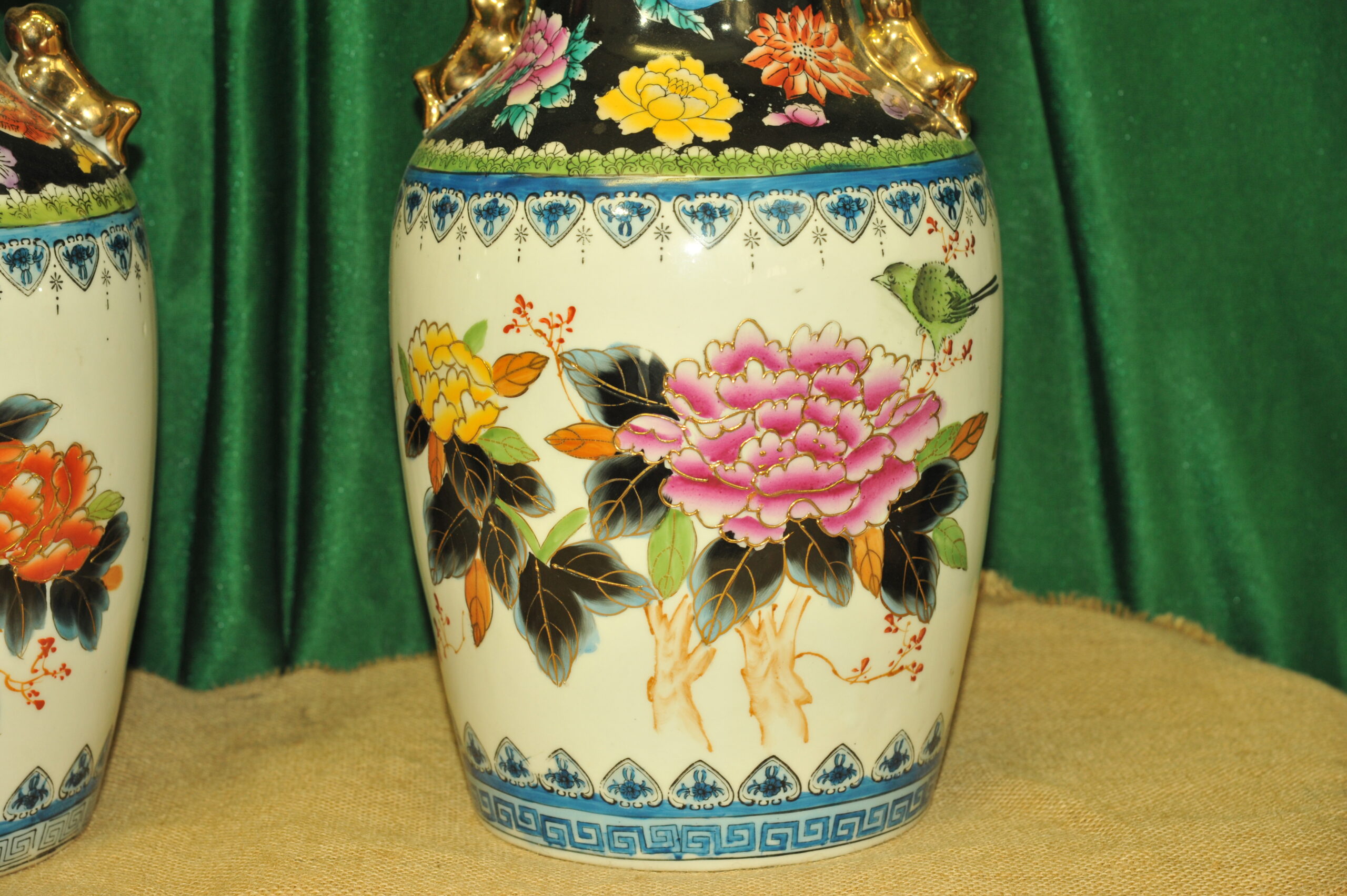 a pair of vintage chinese foo dog vases