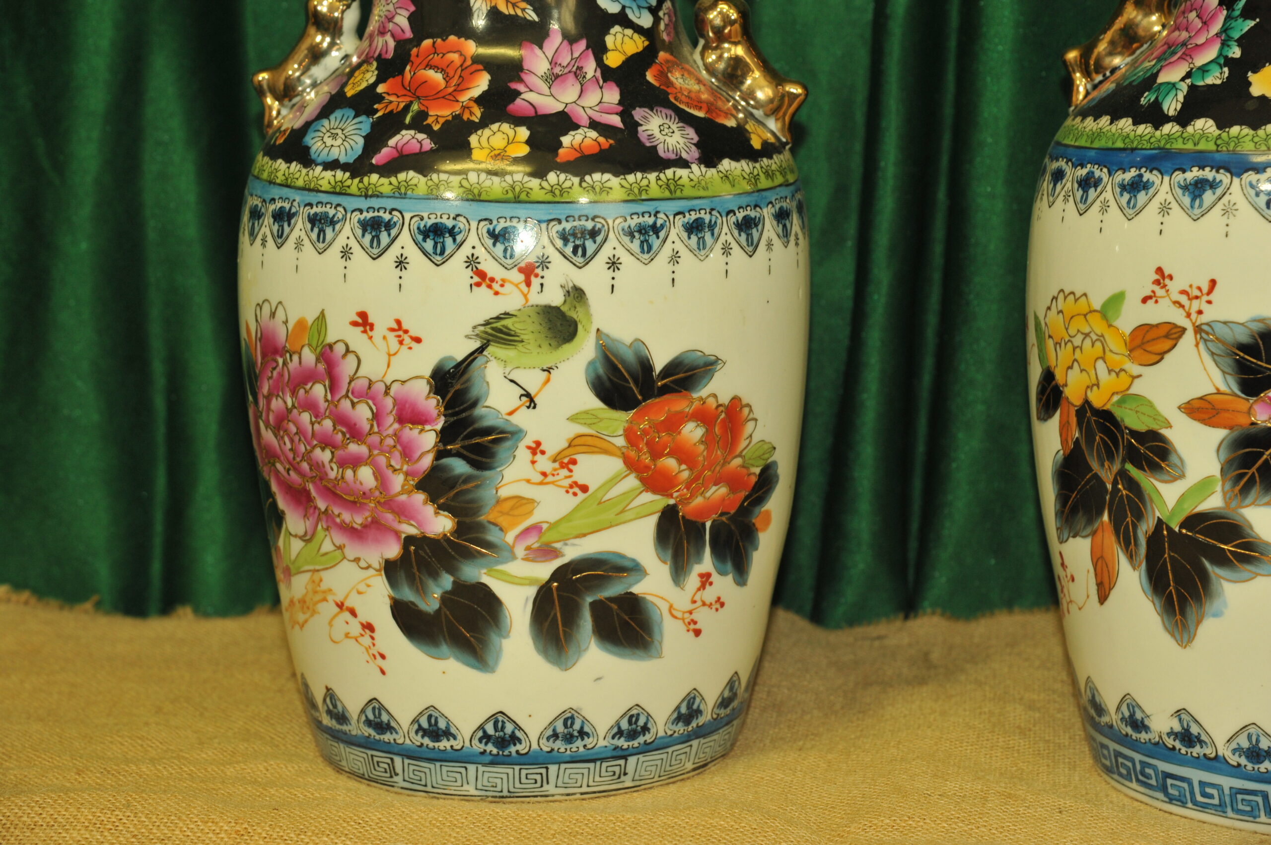 a pair of vintage chinese foo dog vases
