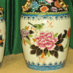 a pair of vintage chinese foo dog vases