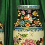 a pair of vintage chinese foo dog vases