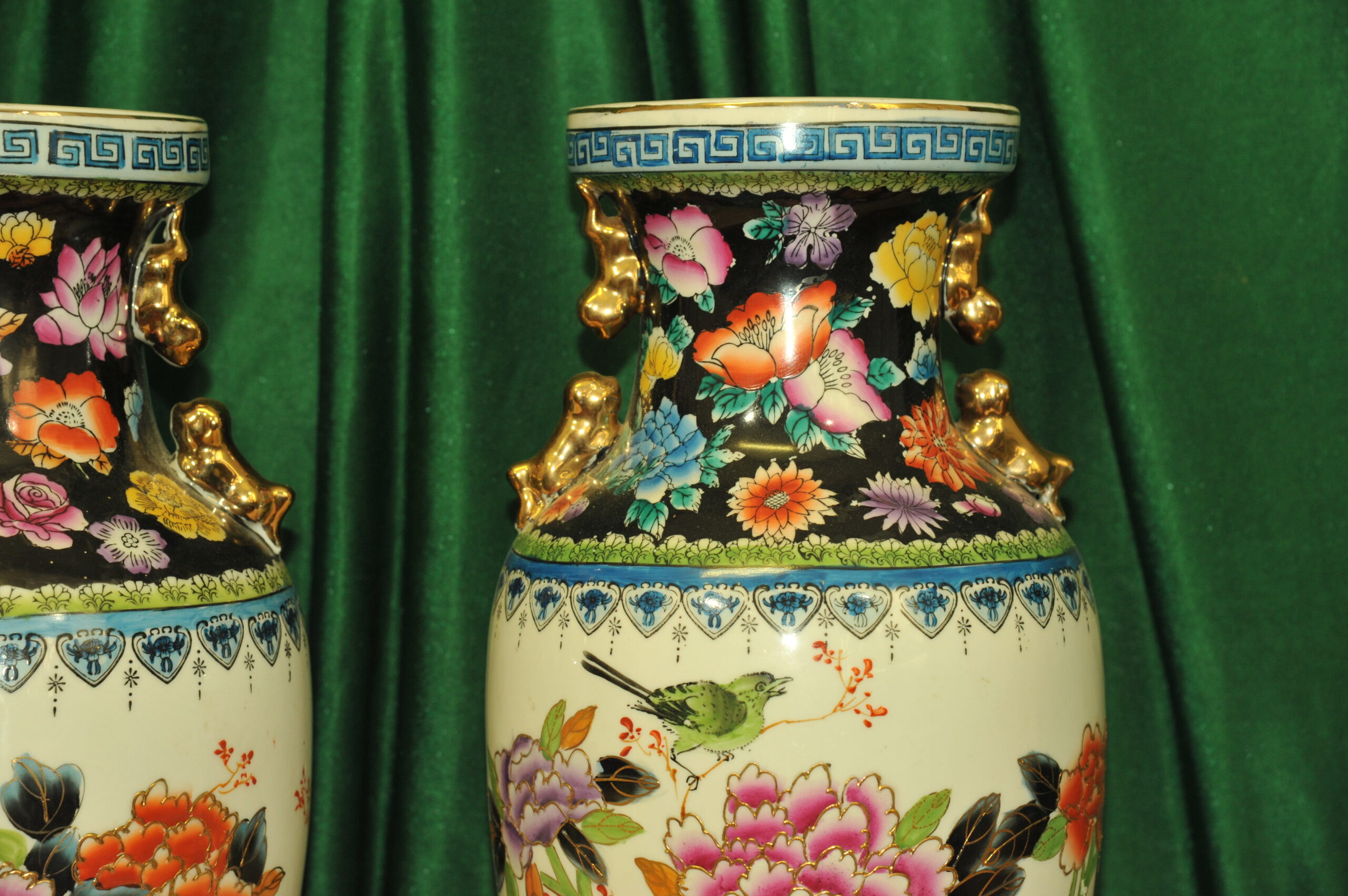 a pair of vintage chinese foo dog vases