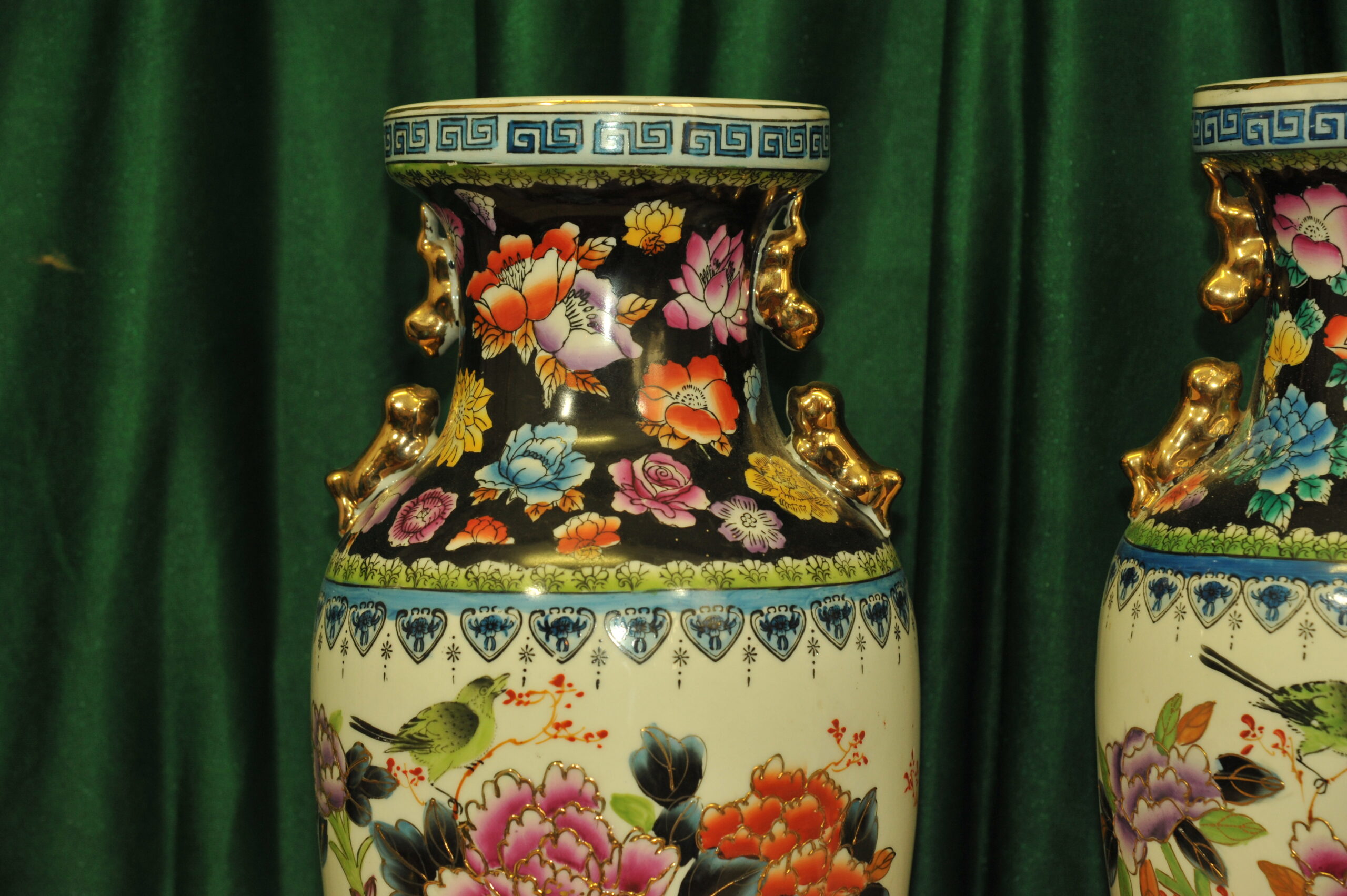 a pair of vintage chinese foo dog vases