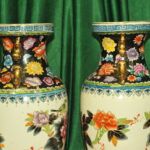 a pair of vintage chinese foo dog vases
