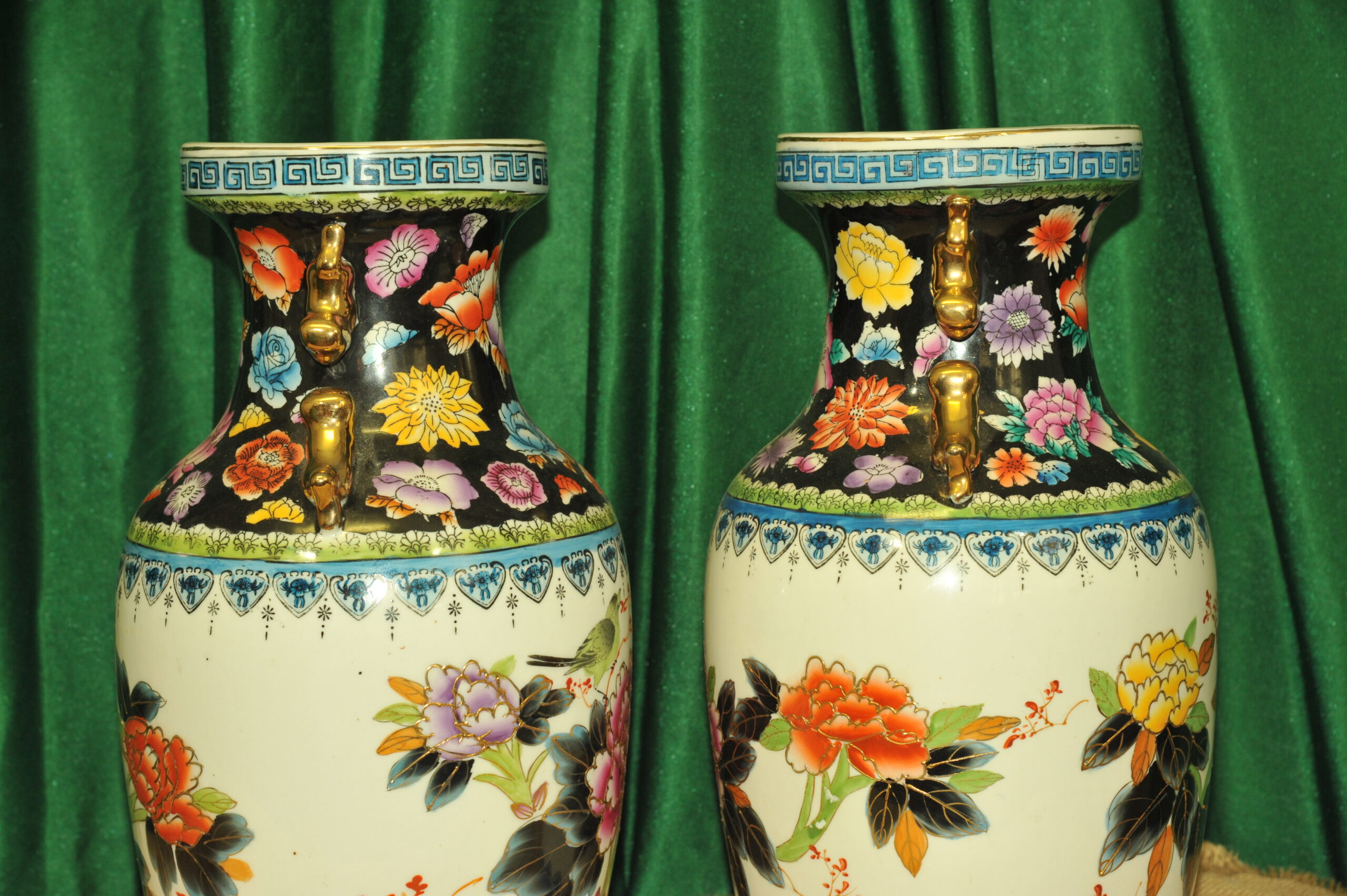 a pair of vintage chinese foo dog vases