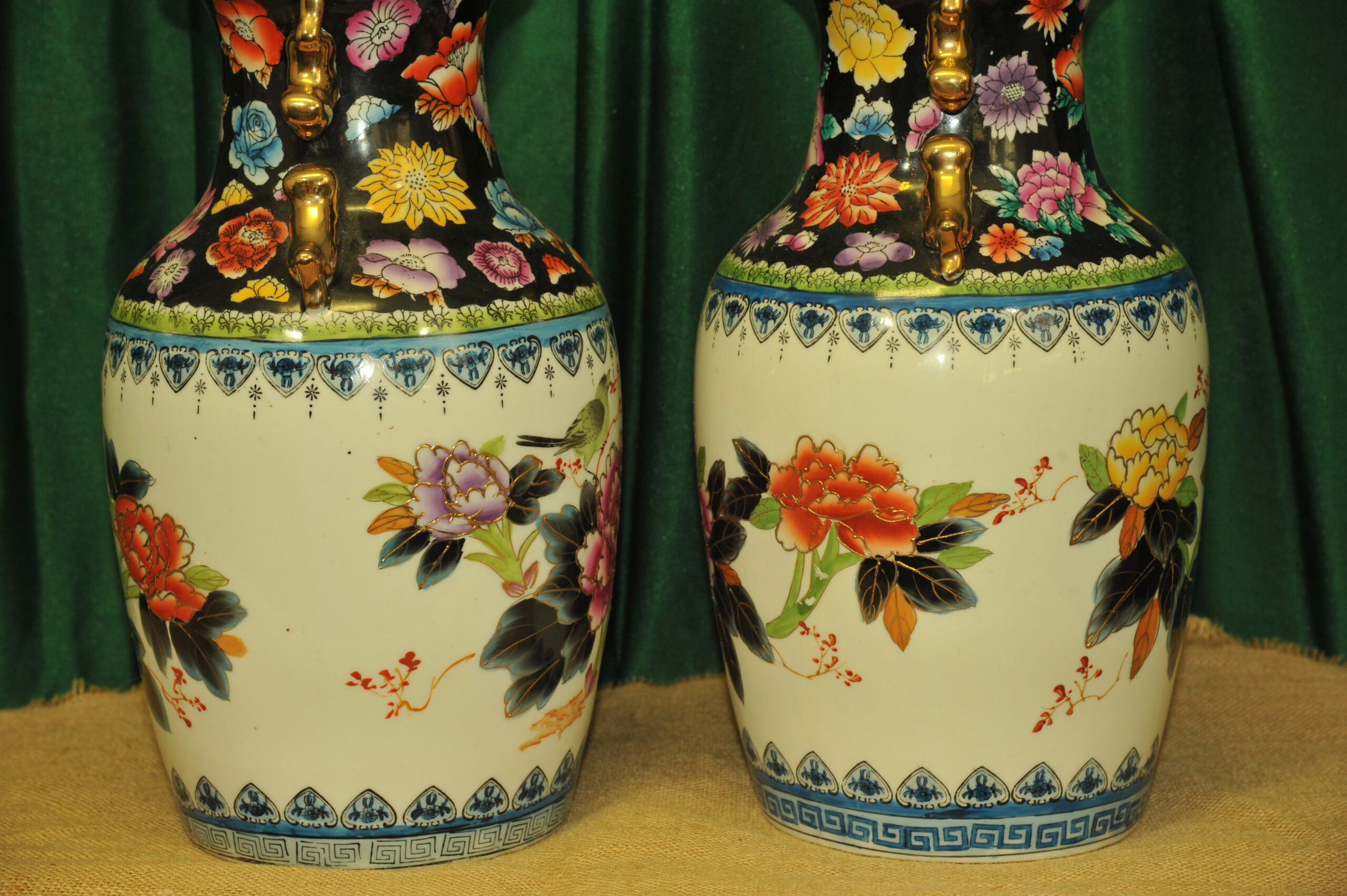 a pair of vintage chinese foo dog vases