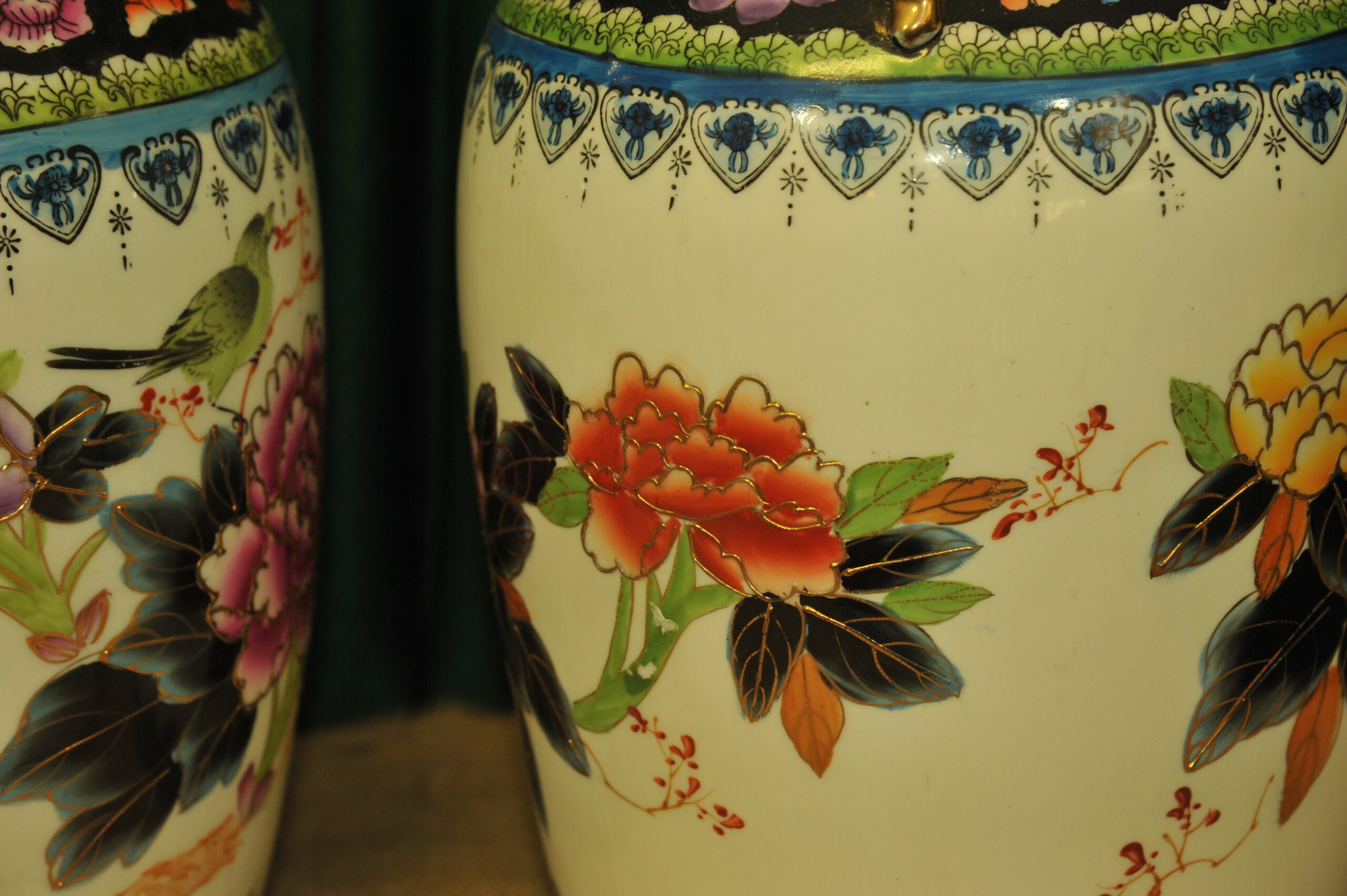 a pair of vintage chinese foo dog vases