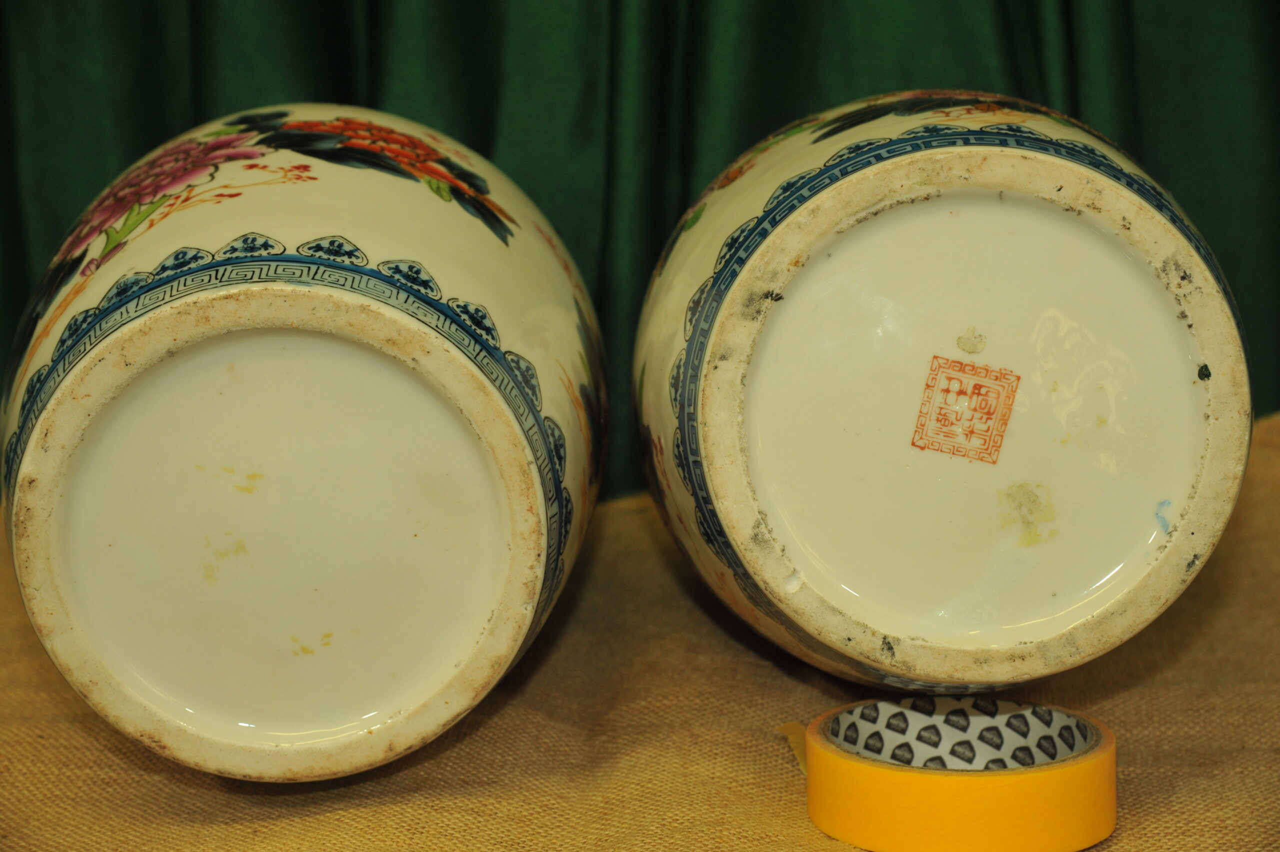 a pair of vintage chinese foo dog vases