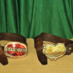 a pair of vintage collectible dsquared leather belts