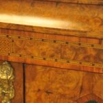 an english antique walnut and tunbridgeware inlaid glazed four door breakfront cabinet