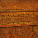 an english antique walnut and tunbridgeware inlaid glazed four door breakfront cabinet