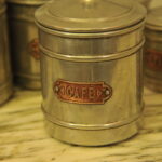 set of six vintage french kitchen storage containers