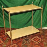 a vintage french mid c two tier steel and faux marble table