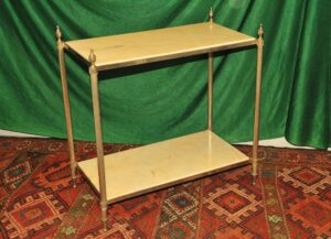 a vintage french mid c two tier steel and faux marble table