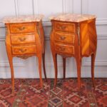 vintage french louis xv style pair bedside cabinets marble top 3 drawer chests