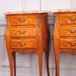 vintage french louis xv style pair bedside cabinets marble top 3 drawer chests